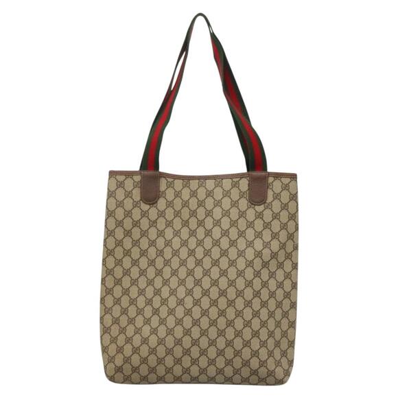 GUCCI GG Supreme Web Sherry Line Tote Bag Pvc Beige 002 123 002 123 - Picture 3 of 16